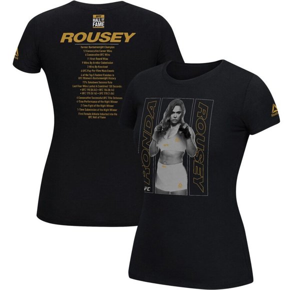 Reebok Ronda Rousey Womens T-Shirt Black Size Small UFC Hall of Fame‎ Shirt - Picture 1 of 5